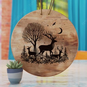 Deers Chopping Board Svg, Charcuterie Board Svg, Cutting Board Laser Design, Charcuterie Board Laser Svg, Cheese Board Laser Svg