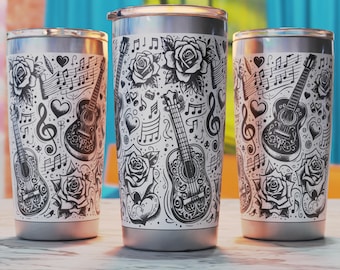 Guitar 20oz Tumbler Wrap, Music 20oz Tumbler Laser Engraving Svg, 20oz Tumbler Laser Wrap, 20oz Laser Engraving Svg