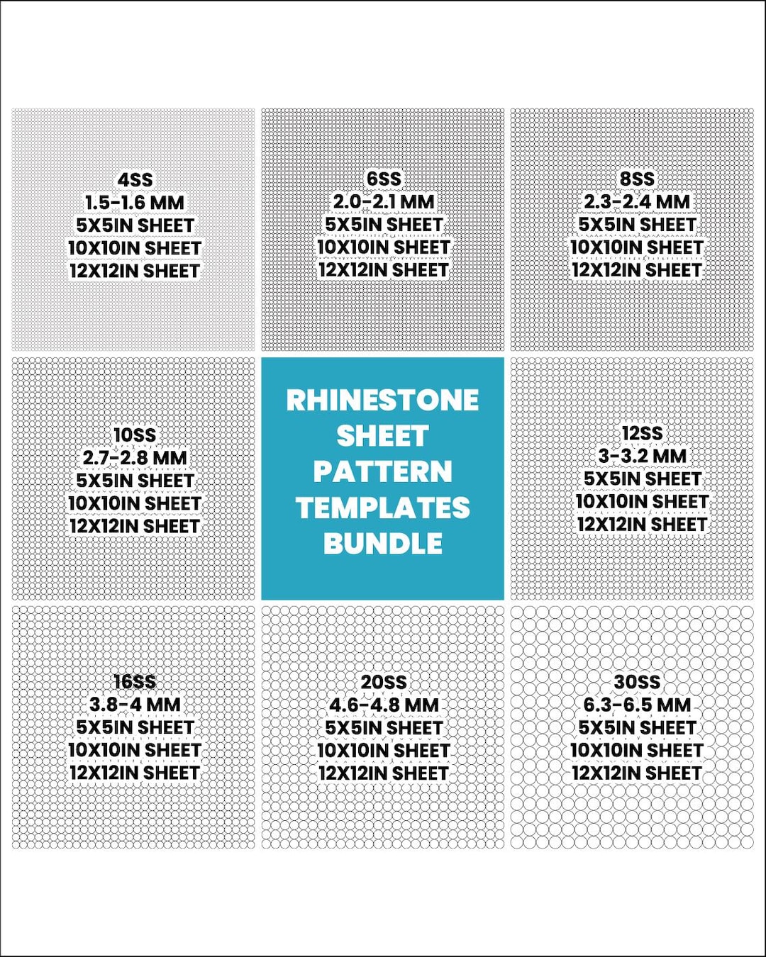 Rhinestone Template Bundle, Blank Pattern Sheet - Etsy