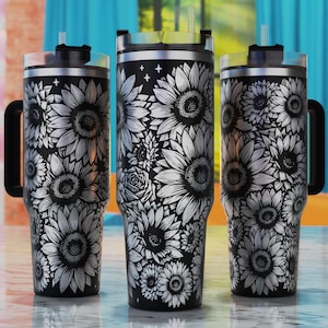 Sunflower Laser Svg, Sunflowers Tumbler Svg, Floral Svg For Tumbler Engraving, Sunflower Laser Engraved Full Wrap