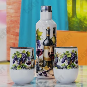 Wine Tumbler Sublimation Designs,  Wine Tumbler Set Wrap, Wine Bottle Design, Wine Bottle Tumbler Wrap