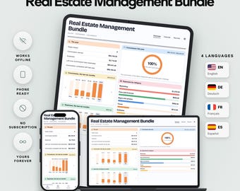 Real Estate Management Bundle with Commission, Expenses, Net Income, Calendar and Yearly Goal