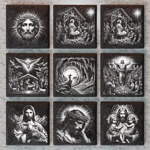 Jesus Schieferuntersetzer PNG, Christian Schieferfliesen Lasergravur Design, Laserätzdateien