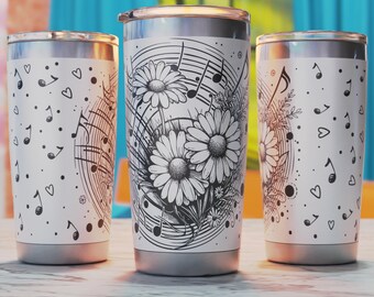 Music Notes 20oz Tumbler Wrap, Music 20oz Tumbler Laser Engraving Svg, 20oz Tumbler Laser Wrap, 20oz Laser Engraving Svg