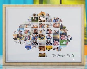 Modello per collage di foto ad albero genealogico, regalo per riunione di famiglia (modificabile su Canvas)