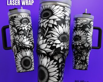 Sunflower Laser Engrave Tumbler Wrap, 40oz Tumbler SVG (Digital Download)