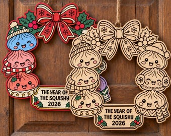 Squishy Dumpling Christmas Ornament SVG – 2026 Wreath Laser Cut File