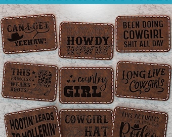 Cowgirl Patches Svg Cut Files, Cowgirl Patch Laser Cut File, Cowgirl Quotes Patches Svg, Cap Patch Svg, Tooled Leather Patch Svg