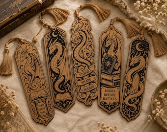 Dragon Bookmark SVG Bundle, Page Marker Engraving File (Digital Download)