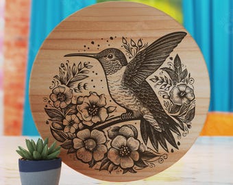 Hummingbird Cutting Board Laser Cut File (SVG)