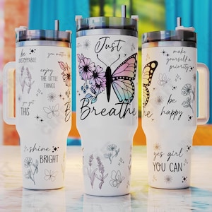 Just Breathe Sublimation Designs, Motivational 40oz Tumbler  Wrap, Affirmation 40oz Tumbler Png, 40oz Tumbler Sublimation Designs Download