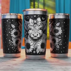 Highland cow 20 oz Tumbler Laser Engraving Svg, Highland Cow 20oz Tumbler Laser Wrap, 20oz Laser Engraved Svg, Affirmations Laser Svg