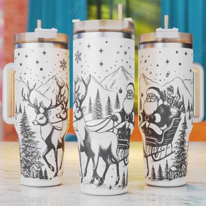 Christmas 40oz Tumbler Wrap, Santa 40oz Laser Engrave Tumbler Svg, Tumbler Laser Svg, Winter Laser Engraving Files