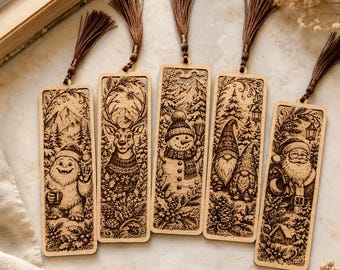Christmas Bookmark Svg Bundle, Xmas Laser Engraving Svg, Santa Digital Download