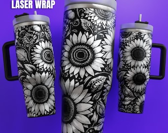 Sunflowers 40 oz Laser Tumbler Wrap, 40oz Laser Engrave Tumbler Svg, Laser Engraving Svg, 40oz Tumbler Svg