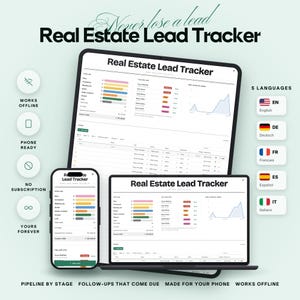 Real Estate Lead Tracker with Pipeline, Follow-Up List, Sources and Expected Commission
