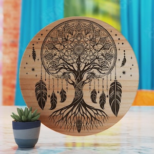 Tree Of Life Charcuterie Board Laser Cut File, Rounded Cutting Board Svg, Snack Board Laser Design, Wine Board Laser Svg, Charcuterie Board