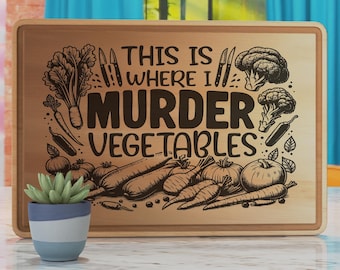 Vegetable Murder Cutting Board Laser Design SVG (Digital File)