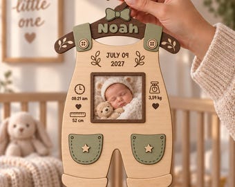 Personalized Wooden Baby Birth Announcement Hanger, Laser Cut File (SVG, DXF, AI)