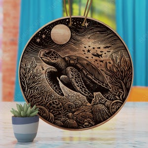 Sea Turtle Laser Engraving Design SVG, Cutting Board (Digital File)