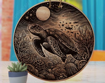 Sea Turtle Laser Engraving Design SVG, Cutting Board (Digital File)