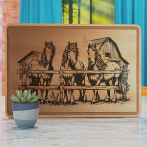 Horse Laser Engraving File Svg, Cutting Board Svg, Wooden Sign Laser Svg, Horse Farm Laser Engraving Files, Wood Board Svg