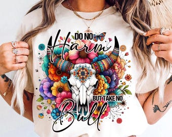 Western Cowgirl PNG Design Cowboy country fichiers PNG Boho Bull Skull Sublimation PNG Shirt Png Tshirt numérique téléchargement png