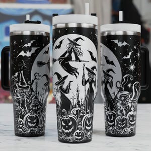 Envoltura para vaso con láser de bruja de Halloween, vaso de 40 oz SVG láser, SVG grabado láser, envoltura para vaso de 40 oz