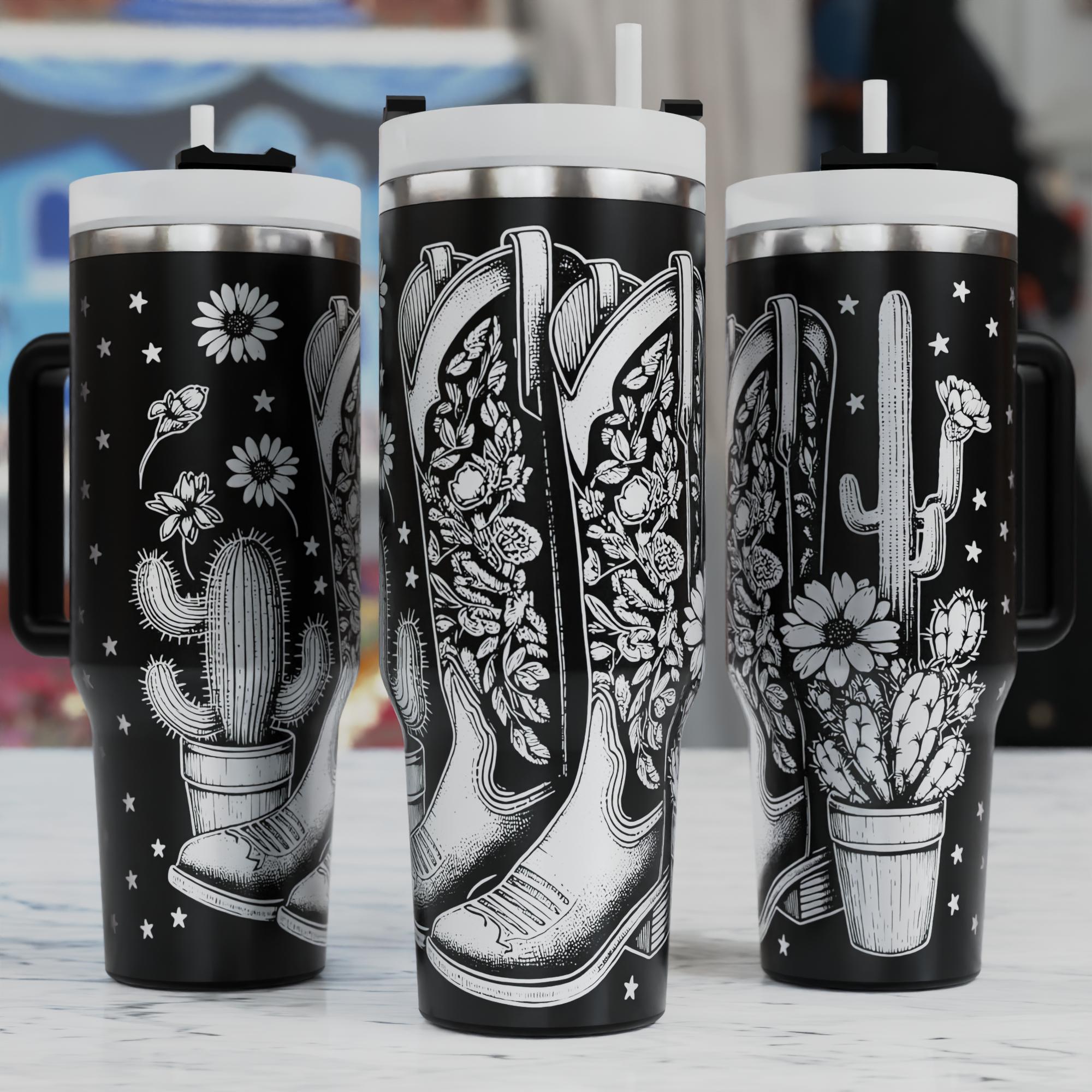 Cowgirl Boots 40oz Tumbler Wrap, Western Laser Engraving SVG (digital ...