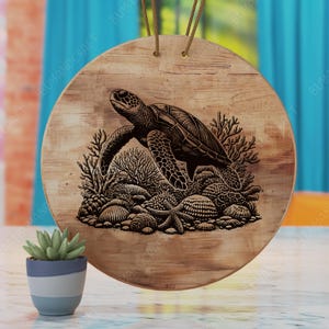 Sea Turtle Charcuterie Board Laser SVG, Engraving Design (Digital File)