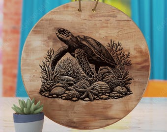 Sea Turtle Charcuterie Board Laser SVG, Engraving Design (Digital File)