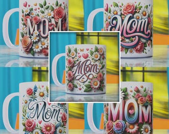 Mom Mug Wrap PNG, Muttertagstasse Sublimationsdesign, Mutter Mug Design, Tassen für Mama Png