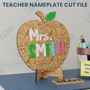 Teacher Nameplate Laser Cut File, Teacher Laser Svg, Teacher Nameplate Laser Svg, Teacher Gift Laser Svg