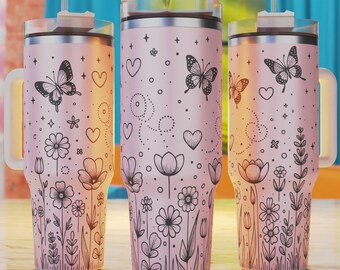 Meadow Svg, Wildflower Svg, Wildflower Tumbler Svg For Engraving , Mothers Day Laser Engraving Svg, Floral Tumbler Svg