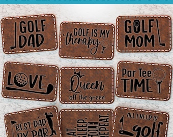 Golf Patches Svg Files, Golf Hat Patch Laser Cut File, Golf Dad Leather Patches Svg, Patch Svg, Tooled Leather Patch Svg,