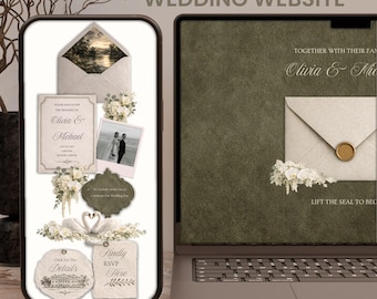 Wedding Website Template Old Money Canva Editable Digital invitation