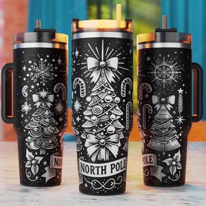 Christmas Laser Svg, 40oz Laser Engrave Tumbler Svg, North Pole Tumbler Laser Svg, Winter Laser Engraving Files, 40 oz Tumbler Laser Wrap