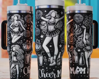 Cheer Mom Tumbler Svg, Cheer Leader Mom 40oz Tumbler Wrap, Tumbler Laser Svg, 40oz Tumbler Engraved Design, Laser Engraving Svg