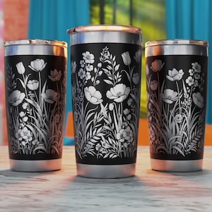 Wildflower 20oz Tumbler Wrap, Flower 20oz Tumbler Laser Engraving Svg, 20oz Tumbler Laser Wrap, 20oz Laser Engraving Svg