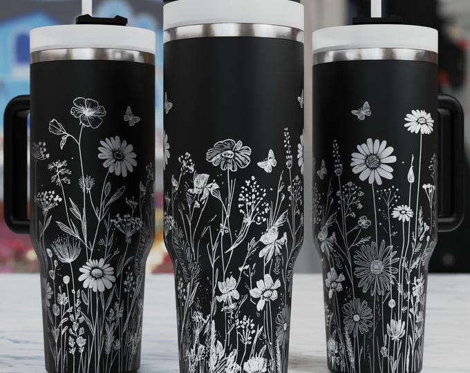 Wildflowers Tumbler Wrap Laser Svg 40oz Laser Engraved Tumbler Wrap ...