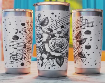 Musician 20oz Tumbler Wrap, Music Notes 20oz Tumbler Laser Engraving Svg, 20oz Tumbler Laser Wrap, 20oz Laser Engraving Svg