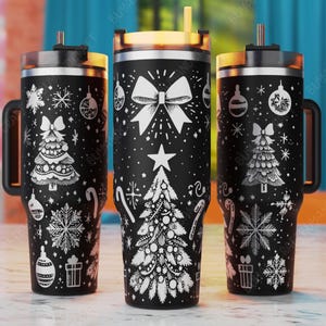 Christmas Laser Svg, 40oz Laser Engrave Tumbler Svg, Christmas Tree Tumbler Laser Svg, Winter Laser Engraving Files, 40oz Tumbler Laser Wrap