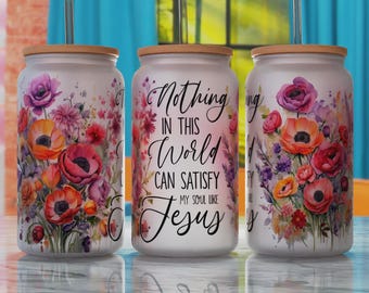 Christian Glass Can Sublimation Design PNG, Jesus 16oz Libbey Can Sublimaton Design, Libbey Glass Template PNG, Glass Can Wrap