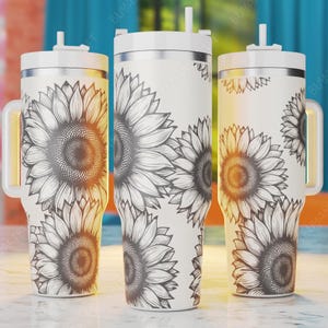 Sunflower Laser Svg, Floral 40oz Laser Engrave Tumbler Svg, Sunflowers Tumbler Laser Svg, Laser Engraving Files, 40 oz Tumbler Laser Wrap