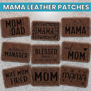 Mom Patch Svg Files, Mom Leather Hat Patch Laser Cut File, Mama Patches Svg, Cap Patch Svg, Tooled Leather Patch Svg