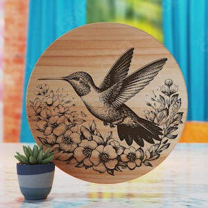 Round Cutting Board Laser Cut File, Hummingbird Cutting Board Svg, Snack Board Laser Design, Wine Board Laser Svg, Charcuterie Board Svg