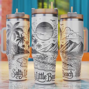 Beach Laser Tumbler Svg, 40oz Tumbler Salty Little Beach Laser Svg, 40oz Tumbler Laser Svg, 40oz Tumbler Wrap For Laser Engraving