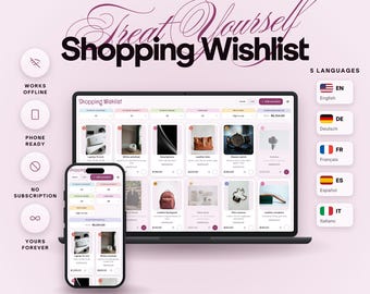 Shopping Wishlist Organizer with Prices, Pictures and Purchase Tracker