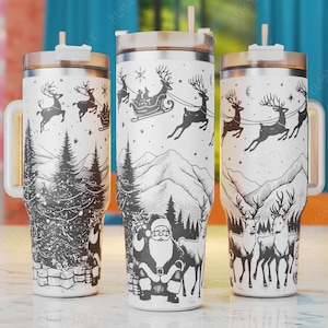 Christmas 40oz Tumbler Wrap, Santa 40oz Laser Engrave Tumbler Svg, Tumbler Laser Svg, Winter Laser Engraving Files
