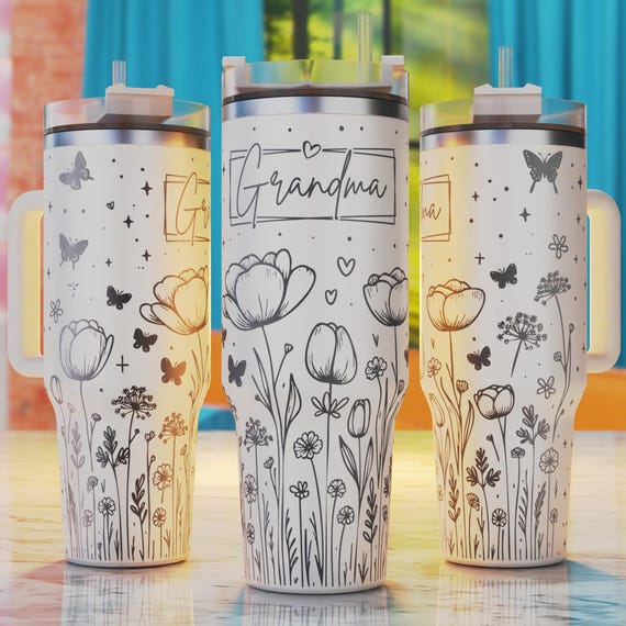 Grandma Laser Svg, Grandma Tumbler Svg, Grandma Svg For Tumbler Engraving , Mothers Day Laser Engraving Svg, Floral Tumbler Svg